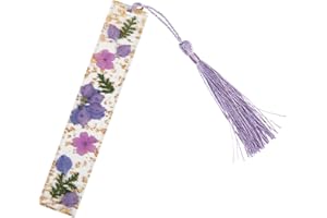 PROUSKY Pressed Flower Bookmark, Dried Flower Resin Bookmarks, Pressed Floral Reading Page Markers with Tassel Daisy Book Markers for Readers Teachers Students Birthday Gift, Purple