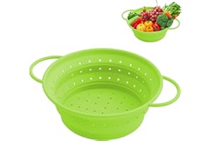 GANILITY Scolapasta Pieghevole, 25 cm Colapasta Portatile, Colapasta per Lavello, Scolapasta, Colapasta, Colapasta da Cucina, per la Cucina di Casa o il Campeggio, Verde