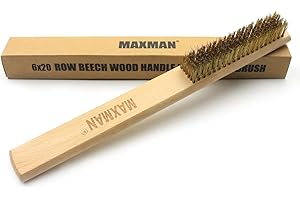 MAXMAN Copper Brass Brush, Soft Brass Bristle Wire Brushes with 10 Inch Natural Beechwood Handle, Metal Brush, Wire Brush for Cleaning Rust, Metal Surface Texturing, Removes Lint