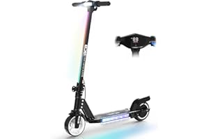 RCB R12 Monopattino Elettrico per Bambini 6-12 Anni, Max 15Km/h & 10 km, Luce LED Arcobaleno, 6,5" Pieghevole E-Scooter,Display a LED, Velocità Regolabili, Regalo per Bambini