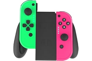 Newfun Switch Controller Compatible with Nintendo Switch/Lite/OLED, Replacement Joy con for Switch, Motion Sensing/Dual Vibration/Screen Capture/Gyro Axis, Includes Comfort Grip-Green&Pink