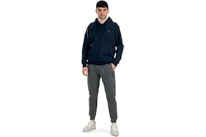 NavyBlue Yacht Tuta Uomo Invernale in Cotone Felpato Full Zip e Cappuccio. Tuta Due Pezzi Taglie Over Size