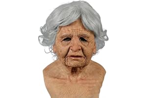 Pipihome Halloween Maske, Alter Frau Masken, Horror Realistische Latex Maske für Frauen, Grusel Maskes Gesicht Verkleidung, Oma Kostüm für Cosplay Damen, Maskenball, Karneval