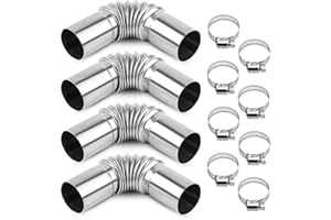 PRZRAO 4 Stück 25MM Edelstahl Abgasrohr Winkelverbinder, Standheizung Abgasrohr Zubehör, Edelstahl Standheizung Autoheizung Auspuffrohr mit 8 Edelstahlklammern für Diesel Heizung