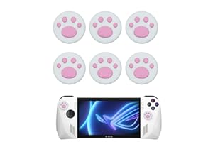 GIOPUEY Copri Analogici Compatibile con ASUS ROG Ally/Ally X, 6 Pezzi Silicone Joystick Thumb Stick Grips cap Cover Case Custodia Protettiva, Morbida e Antiscivolo - White/Pink