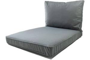 Nordje Palettenkissen Outdoor Comfort Einzeln mit wasserabweisendem Bezug bestehend aus Sitzkissen 60x80 cm und Rückenkissen 59x39 cm Loungekissen | Palettenauflage | Palettenpolster Grau