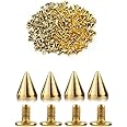 BDHI 100pcs Cone Spikes Rivets Punk Studs Bullet Studs Jacket Spikes Cone Screw Back Studs Metal Rustproof for DIY Leather Bracelets Punkstyle Cloth Shoes Necklace Costume Decoration Crafts(H12-100)