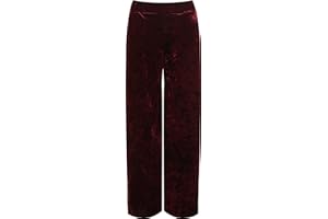 WearAll Women's Velour Velvet Palazzo Trousers Wide Flared Leg Ladies Pocket Pants 12-26