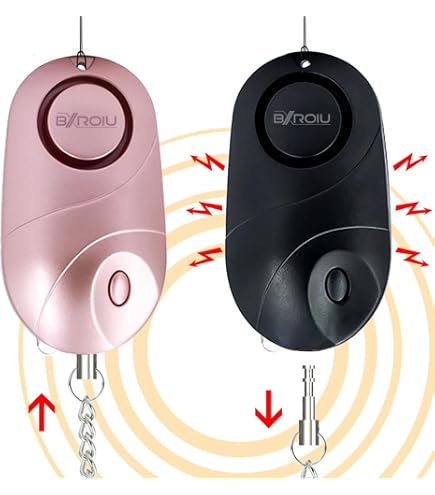 130dB Personal Safety Alarm With Strobe Light – Rechargeable SOS Keychain Siren For Women, Runners & Hikers – Gold Carabiner