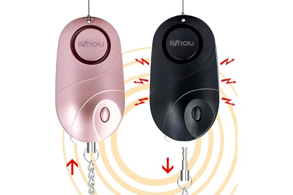 Alarme personnelle de sécurité avec lumière LED – Porte-clés Compact d'urgence pour Enfants, Femmes et Personnes âgées, avertisseur de prévention de la criminalité(Rose + Noir)