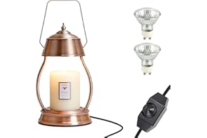 LXTaoler Candle Warmer, Adjustable Temperature Candle Lamp with 2 Bulbs(50 W) for Bedroom Living Room Study Decor (Rose Gold 6''x 12'')