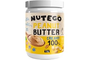 Nutego 100% Creamy Peanut Butter 1kg Natural no added sugar, no added salt, Plant protein source, Vegan, Argentina peanuts,