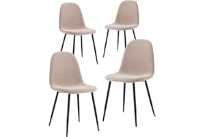BRIGROS LA VOGLIA DI FARE WeHome - Set da 4 sedie in tessuto Bella, gambe in metallo e seduta in tessuto, adatte per casa, sala da cucina, salotto, sale da attesa, uffici, bar (Kaki, Metallo - Tessuto)