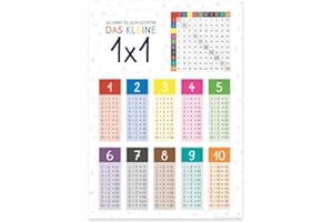 PuK Krämmer GmbH 1x1 Poster DIN A4 | Kinderzimmer Deko Bilder Einmaleins | Lernposter für Kinder | Geschenk Geburtstag Einschulung Schule | Rechnen Lernen