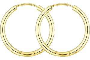 EDELIND Pendientes de aro finos 20mm 8K 14K Oro amarillo Aros de oro para mujer hombre 2 mm de ancho Aretes de mujer con Caja de regalo de joyería