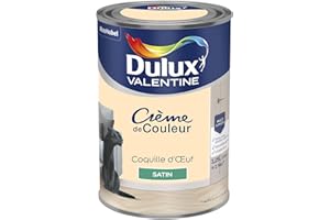 Dulux Valentine Crème de Couleur - Peinture multi-supports intérieure - Satin Coquille d'oeuf 1,25 L