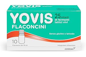 YOVIS Flaconcini, Probiotici per il Benessere Intestinale, 25 Miliardi di Fermenti Lattici Vivi, Senza Glutine e Lattosio, 10 Flaconcini da 10ml