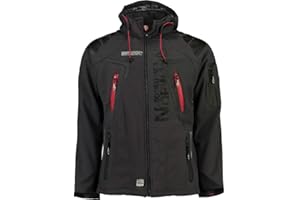 Geographical Norway Techno Men - Veste Softshell Capuche Homme Impermeable - Manteau Outdoor Blouson Coupe Vent Tactique Resistant - Randonnee Ski Automne Hiver Printemps