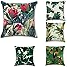 Produktbild JIAJU& Set von 5 Neuheit tropischen Pflanzen Blumen Muster Leinen Sofa Kissenbezug Kissenbezug