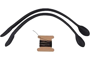 JENNGAOO 2 Piezas Asas para Bolsos de Cuero, Asas para Bolsos de Cuero Genuino Con Hilo, Correa de Hombro Cuero Genuino Hecha A Mano para Bolso de Mano - 15.7 '' X 0.5 ''(Negro)