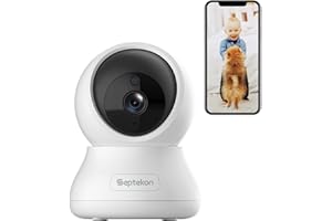 Septekon 2K FHD WiFi Camera Security Camera indoor - 360° Pan Tilt Security Camera - Wireless Baby Camera, Pet Camera - Cloud Storage - Night Vision CCTV Camera Works with Alexa - H40i, White