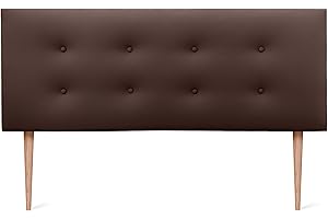 DHOME Testiera in Similpelle o Tessuto AQUALINE Pro Testiera con 2 File di Bottoni e Gambe Testiera Imbottita Letto di Lusso (150x105cm con Gambe (Letti 150/160), Similpelle Cioccolato)