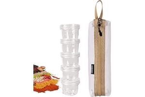 Joyeee Juego de 5 tarros de especias para camping, salero y pimentero bolsa de almacenamiento blanca, organizador de condimentos empalmable,dispensador de contenedores para barbacoa al aire libre
