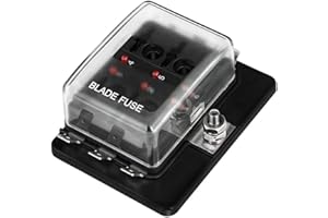 Jtron 6-Fach Sicherungshalter Kfz, ATO Sicherungskasten mit LED-Anzeige kfz sicherungshalter,DC 12V-32V Sicherungsblock mit für KFZ,Boot,Marine,SUV