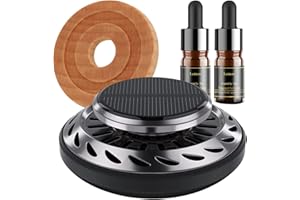 PRETTY KAURV Solar Car Air Freshener Solar Rotating Car Aroma Diffuser with 2 Essential Oil Small Car Essential Oil Diffuser Odor Eliminator Auto Interior Decoration for Car Solar Car Air Freshener(black - lemon)