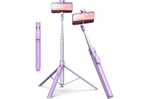 TONEOF 180cm Automatica Treppiede Bastone Selfie, Treppiedi Cellulare con Telecomando Magnetico Ricaricabile, Supporto Cellulare Girevole 360°, Treppiede Smartphone per iPhone/Android-Viola