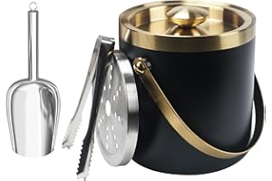 Zythrem 2L Eiseimer Eiswürfelbehälter Eisbehälter Edelstahl, Doppelwandiger Isolierter Eiskübel, Ice Bucket mit Deckel, für Partys, Bier, Cocktailbar, Kühlen Wein, Champagner