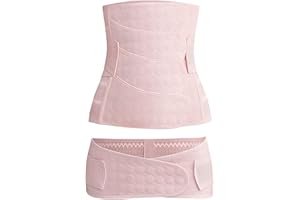 WANYI 4-patch Postpartum Belly Wrap with Pelvis Belt 2 in 1 C-Section Recovery Belt No rolled Post Partum Support Recovery Belly/Waist/Pelvis Belt for Normal Birth/Caesarean Section（Pink,M）