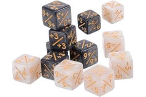 ZIRANEE Contatori di Dadi, 12 PCS Gettone D6 Set Fedeltà Bianchi +1/+1 e Neri -1/-1 Compatibili Con Accessori per Giochi di Carte MTG CCG