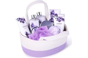 BODY & EARTH Spa Gift Set for Women - Gift Basket 11 Pcs Lavender Bath Set for Women with Shower Gel, Bubble Bath, Body Lotion, Gifts for Women，Birthday Gifts for Her, Bath Gift Sets for Women