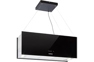 Klarstein Hanging Island Cooker Hood, Extractor Fan for Kitchen Islands, 590m³/h Airflow, Timer, Adjustable Kitchen Extractor Fan with Modern Design, 3 Mode Cooker Hoods, Activated Carbon Filters