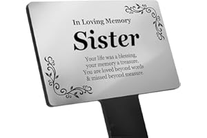 OriginDesigned Sister Memorial - Silver plaque mounted onto a black acrylic stake