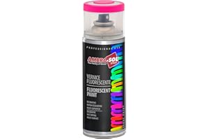 Ambro-Sol V400FLUOR3 Smalto / Vernice Finiture Speciali Fluorescenti, Ideale per Materiali che si Trovano all’Interno Abitazioni, Bomboletta Spray in Banda Stagnata Riciclabile 400 ml, Fucsia