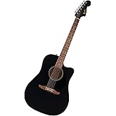 Fender California Debut Redondo Dreadnought with cutaway Akustik Gitar CE, Ladin &Uuml;st, Siyah Pickguard, Siyah