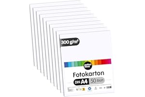 ‎PERFECT IDEAZ perfect ideaz – 50 Blatt Fotokarton DIN A4, 300 g/m² – Weiß, durchgefärbt & lichtbeständig – Bastelkarton für Scrapbooking, Karten, DIY – Blauer Engel, Made in Germany