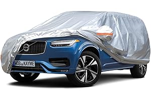 kayme Bâche Voiture Étanche Respirante Compatible avec Volvo XC90 (2015-2023), 6 Couches Housse de Protection Voiture Extérieur, Contre Pluie Soleil Poussière avec Zip et Doublure en Coton.