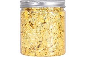 AOKTORKIT 10 Grams Gold Leaf Flakes, Decorative Gold Leaf, Metallic Gilding Paper for Arts and Craft, Home Decoration, Gold