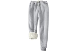 GENERIC Fleece Joggers for Women UK Fluffy Sherpa Lined Thermal Sweatpants Elastic Waisted Jogging Pants Winter Thick Warm Tracksuit Bottoms Drawstring Pockets Outdoor Streetwear