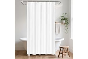 LUKDUNG Cortina de Baño de Poliéster Textil, Cortina de Ducha Antimoho, Impermeable, Lavable, con 7 Ganchos, Blanco, 100An x 200Al cm (1 Panel)