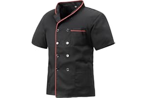 MeiLayM Veste de Chef pour Hommes Vêtement De Chef Professionnel Léger Vêtement de Cuisine à Manches Courtes Convient aux Chefs cuisiniers aux boulangers aux barmen