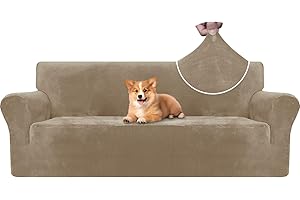 CYCMACO Copridivano Velluto Spesso 3 Posti, Universale Copridivani Elasticizzati, Copri Divani Antiscivolo, Moderno Sofa Cover Antigraffio, Fodera Divano Antimacchia Lavabile, Cammello