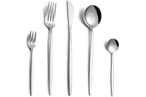 Set posate, Pleafind set di posate per 6 persone, 30 pezzi posate in argento, posate acciaio inox con coltello, forchetta, cucchiaio, lavabili in lavastoviglie＆lucidate a specchio
