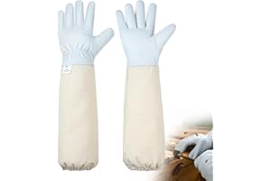 Moontay Gants d'apiculture en peau de chèvre, gants en toile respirante résistants aux piqûres, adaptés aux hommes et aux femmes, équipement d'apiculture (L)