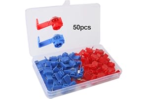 QitinDasen 50Pcs Rapida Giunzione Cavi Connettori Set, Terminali Crimpare Isolati, Capicorda Elettrici Connettori Rapidi, Connettore Derivazione, Rubacorrente (25Pcs Rosso + 25Pcs Blu)