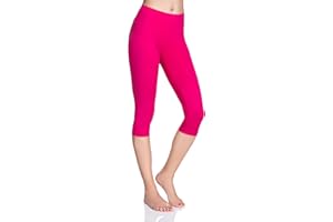 MITAAMI High Waisted 3/4 Lenght Cropped Cotton Pants - Non See Through Capri Leggings Tummy Control Panel Active Pants - Casual Stretchy Sport Gym Yoga Leggings