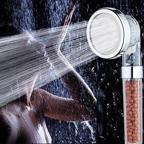 austor Ionic Filter Handbrause, 3-Wege-Spray Hand Dusche Kopf Duschkopf mit extra 3 Pack Ersatz-Ion Mineral Bälle - 8